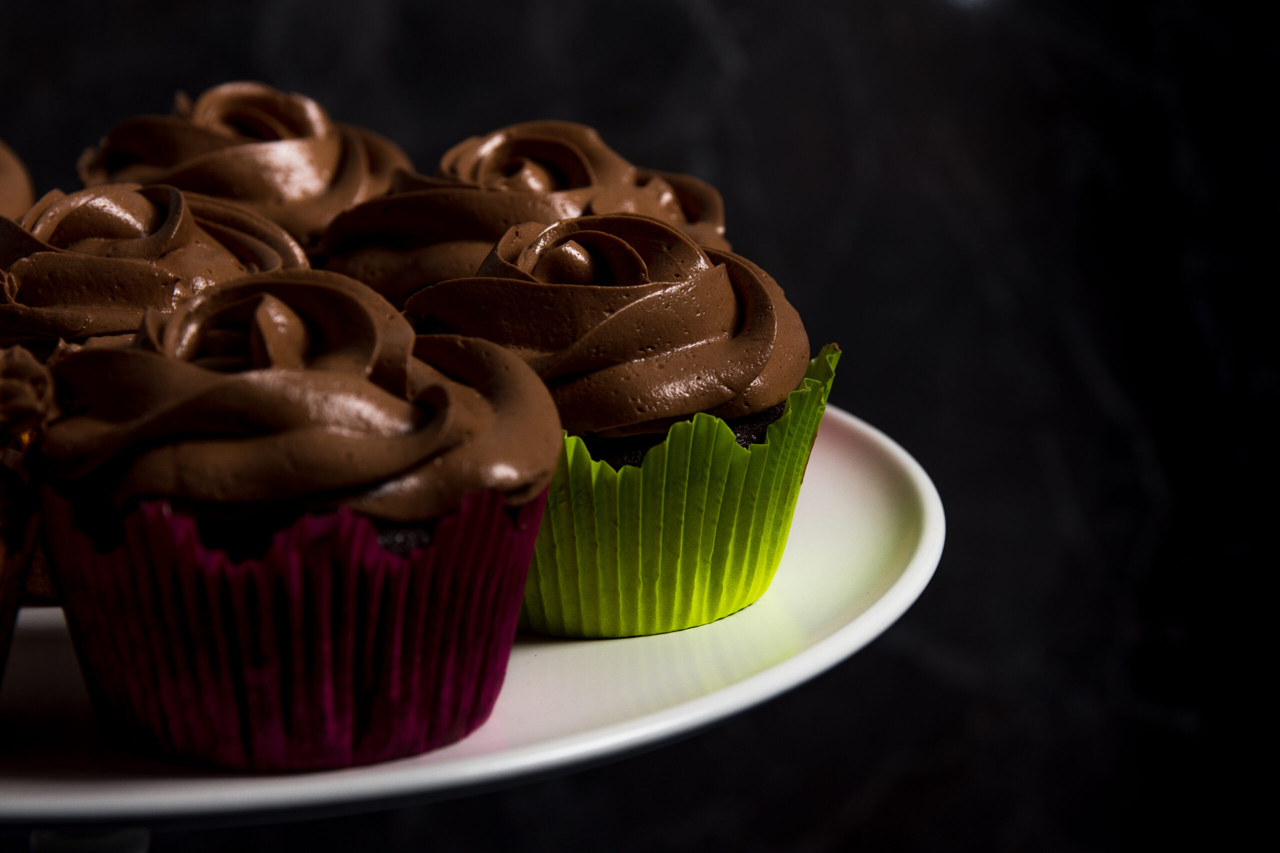 Concept for a sweet snack, sweet dessert on dark background. Selective focus. Close up.