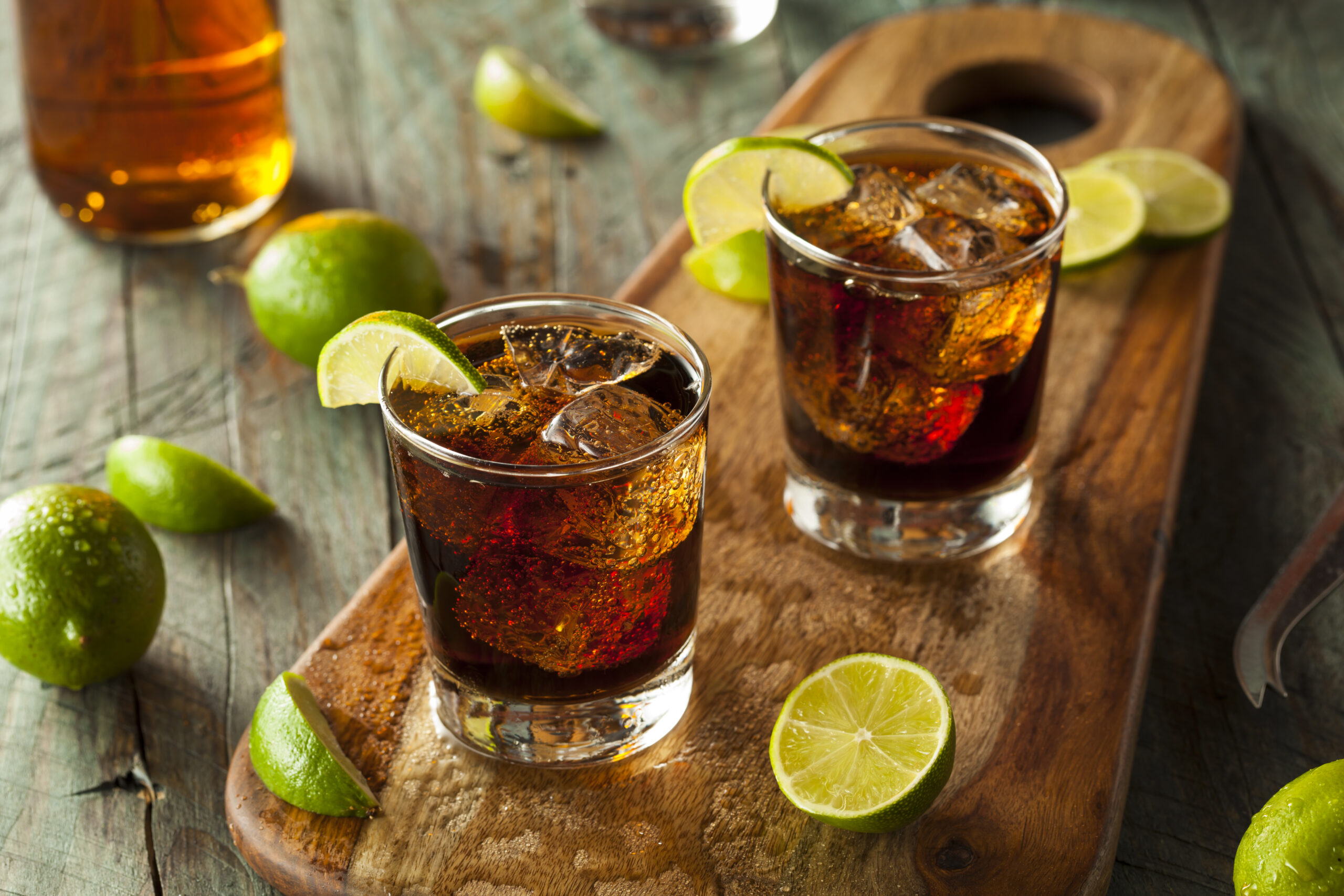 Rum and Cola Cuba Libre with Lime and Ice