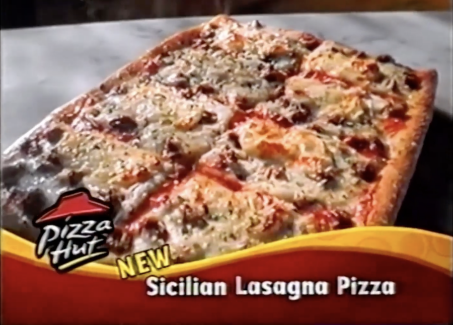 Sicilian Lasagna Pizza, from 2006 Pizza Hut commercial, posted to YouTube by Billy Thomas Pearson