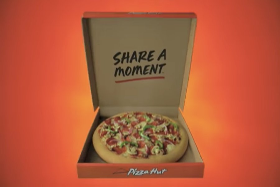 Pizza pie in box, from 2011 Pizza Hut commercial, posted to YouTube by ProducerLesley