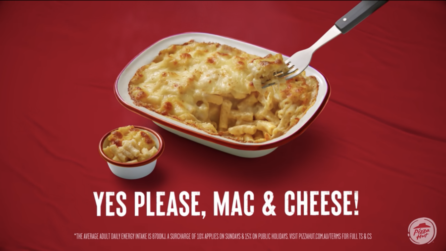 Bowls of Pizza Hut bacon mac n' cheese posted to YouTube by Pizza Hut AU
