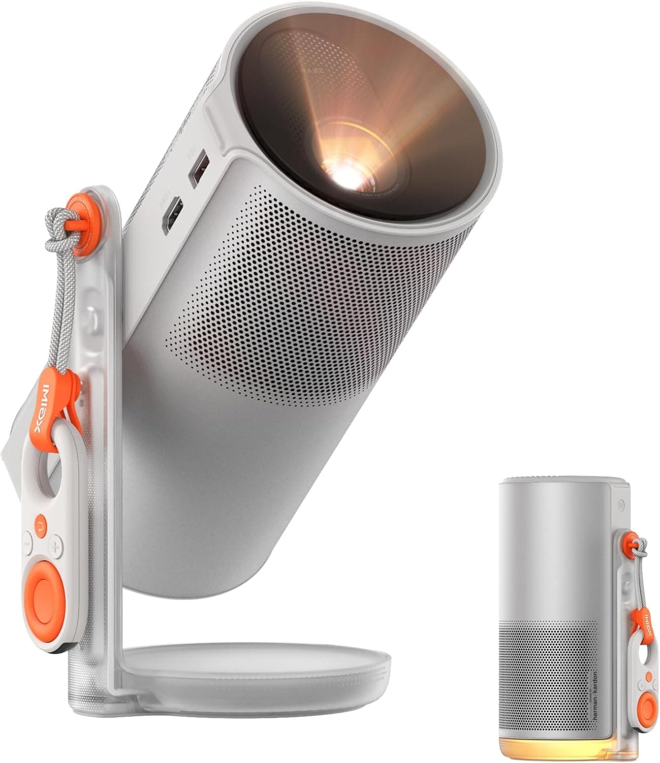 High-tech gadgets and accessories arranged on a modern desk with ambient lighting