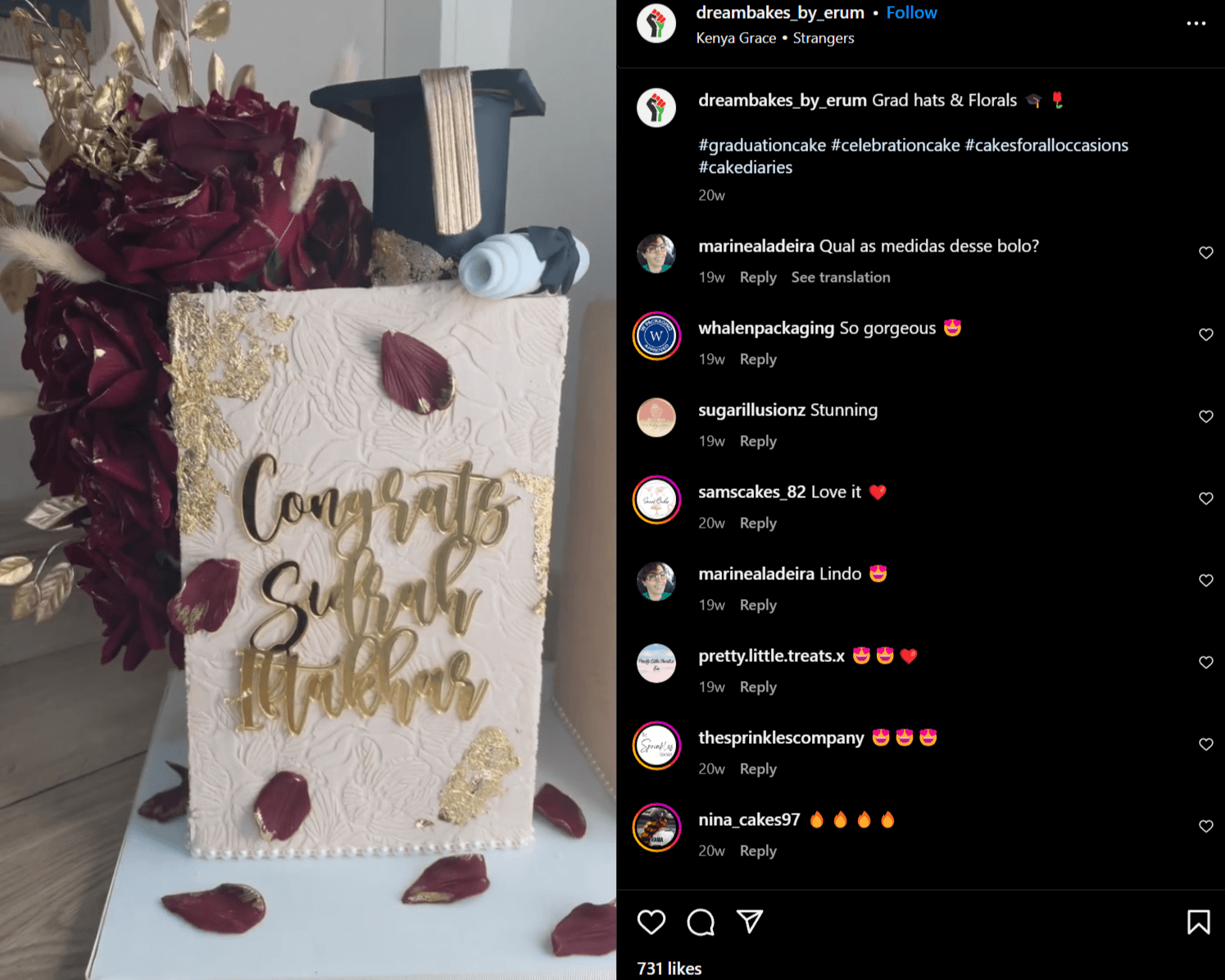 Instagram post of square graduation cake idea