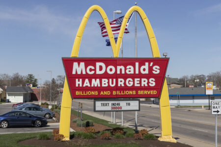 Richmond - Circa April 2022: McDonald's Restaurant. McDonald's is offering employees higher hourly wages, paid time off, backup child care and tuition payments.