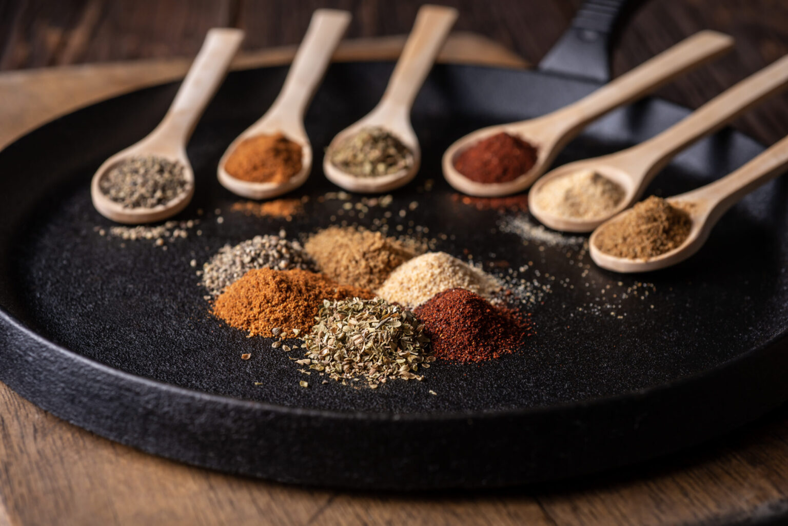 Spices and Herbs for Mexican Cooking, including Chili Powder, Paprika, Garlic Powder, Cayenne, Cumin, Oregano and Ground Black Pepper