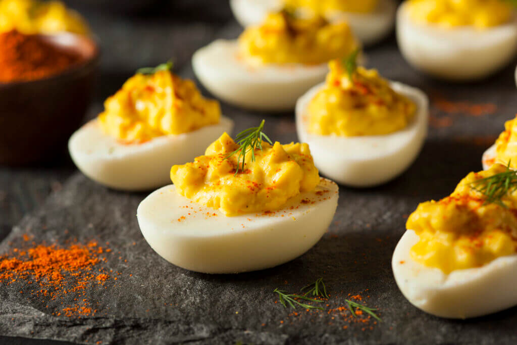 Homemade Spicy Deviled Eggs with Paprika and Dill