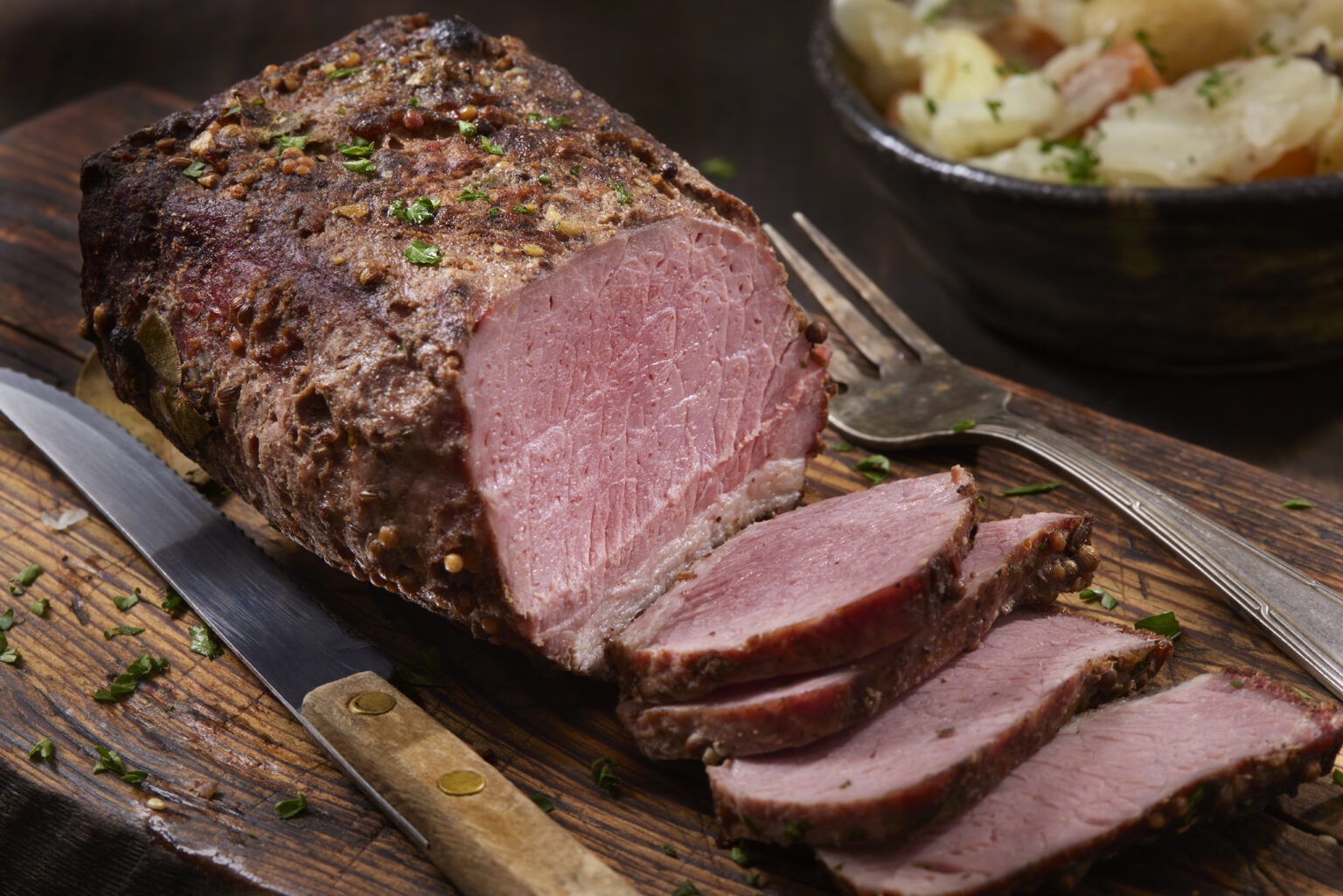 Slow Cooked  Corned Beef and Cabbage Brisket with Potatoes, Onions and Carrots