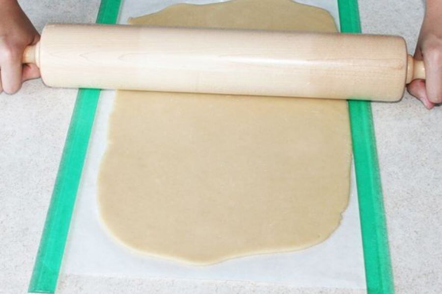 rolling pin over dough