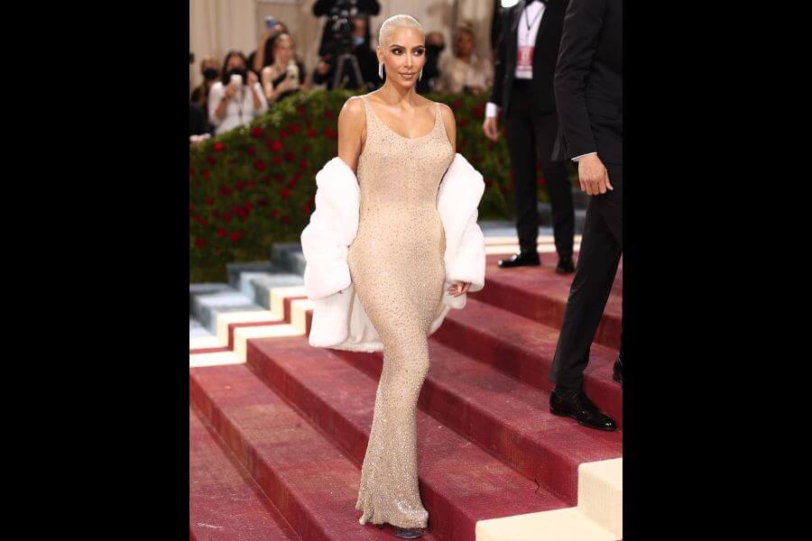 Kim Kardashian at the met gala 2022 red carpet