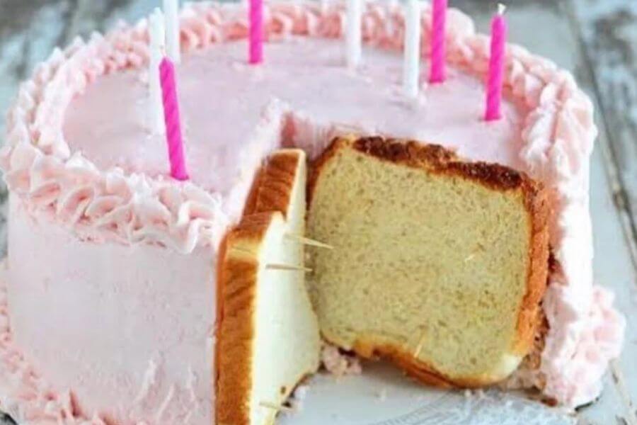 Cake with slices of bread