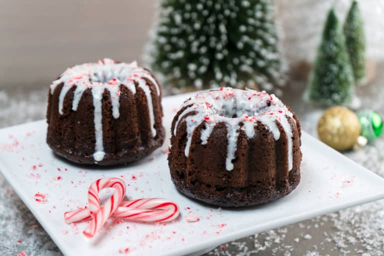 Mini Peppermint Hot Cocoa Bundt Cakes