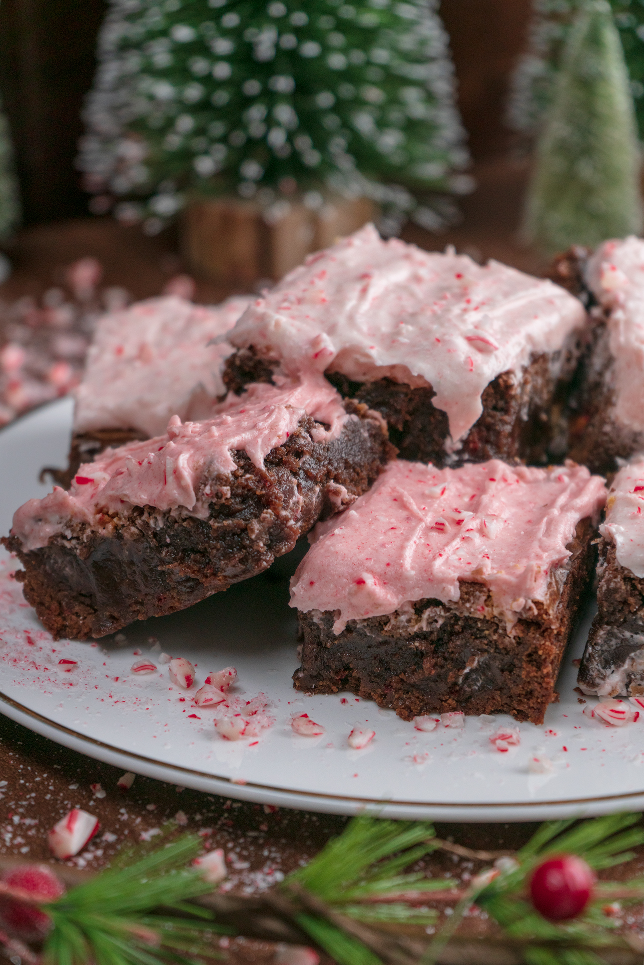 peppermint brownies with kisses