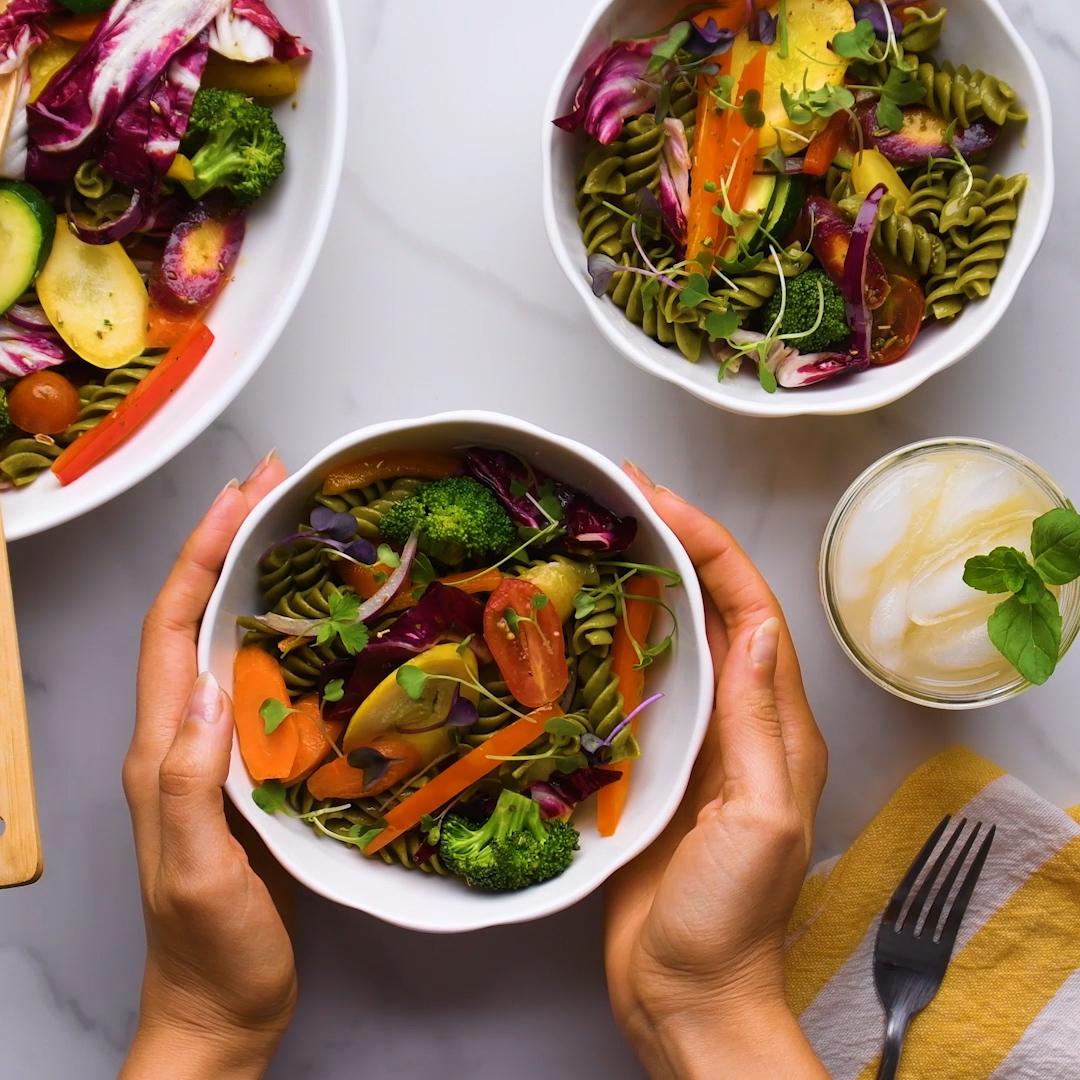 OnePot Rainbow SuperGreens Rotini Primavera Pasta Salad So Yummy