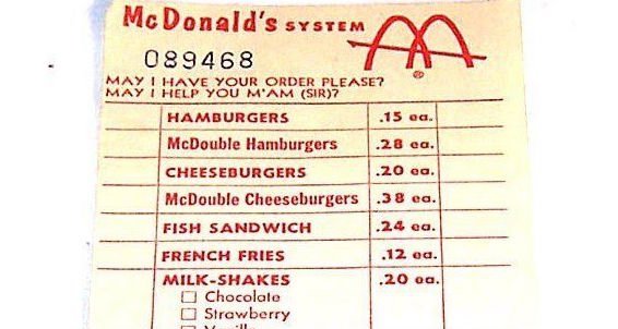 fast food menus