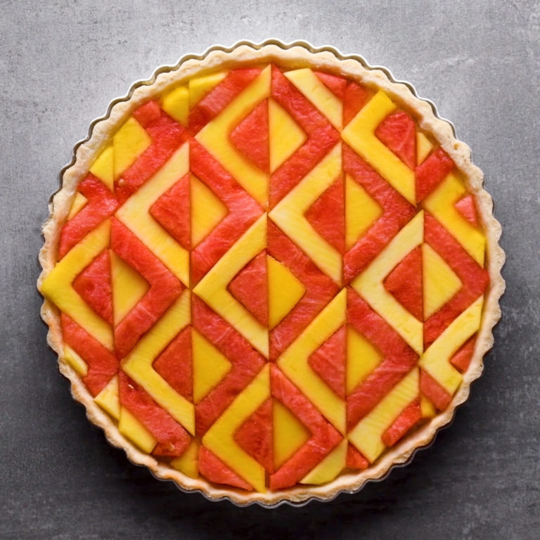 Mango Watermelon mosaic fruit tart