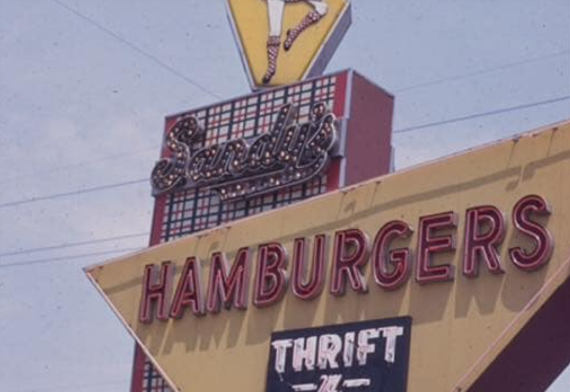 Sandy's Hamburger restaurant sign, from Facebook