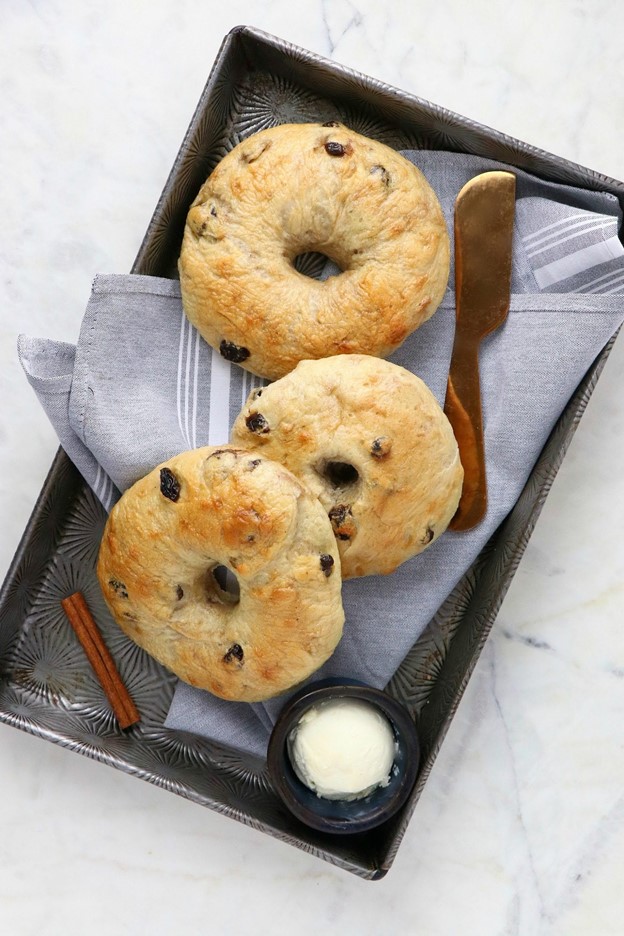 Vegan Cinnamon Raisin Bagels