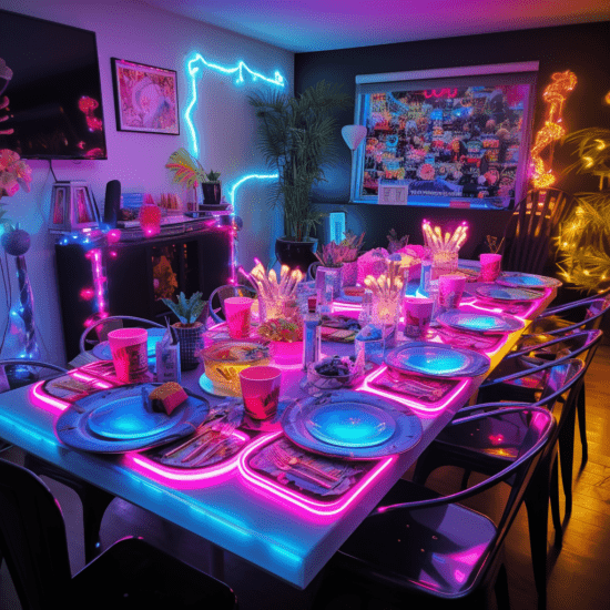 A rave-themed dinner party