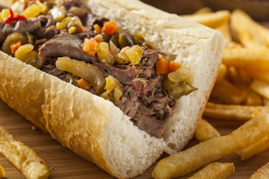 Hearty Italian Beef Sandwich with Hot Giadanarra Peppers