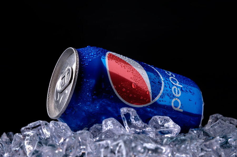 Can of Pepsi on ice