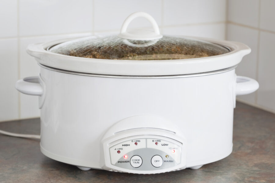 Slow Cooker on counter.