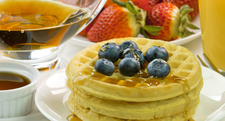 Toasted Eggo Waffle with blueberries.