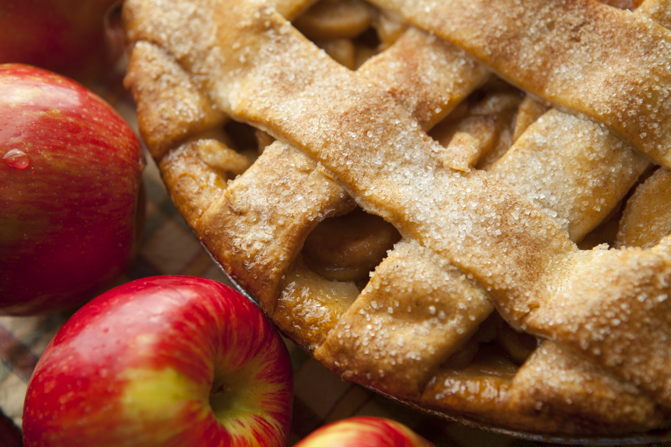 An apple pie with lattice crust