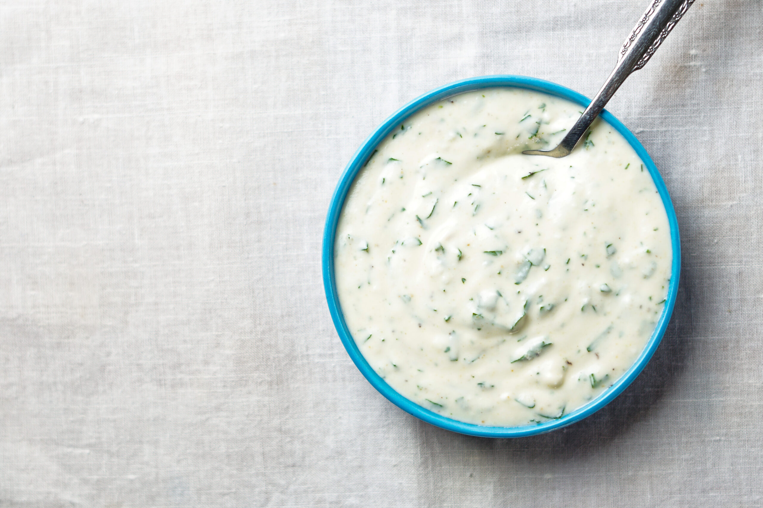 Homemade ranch dressing in a dish