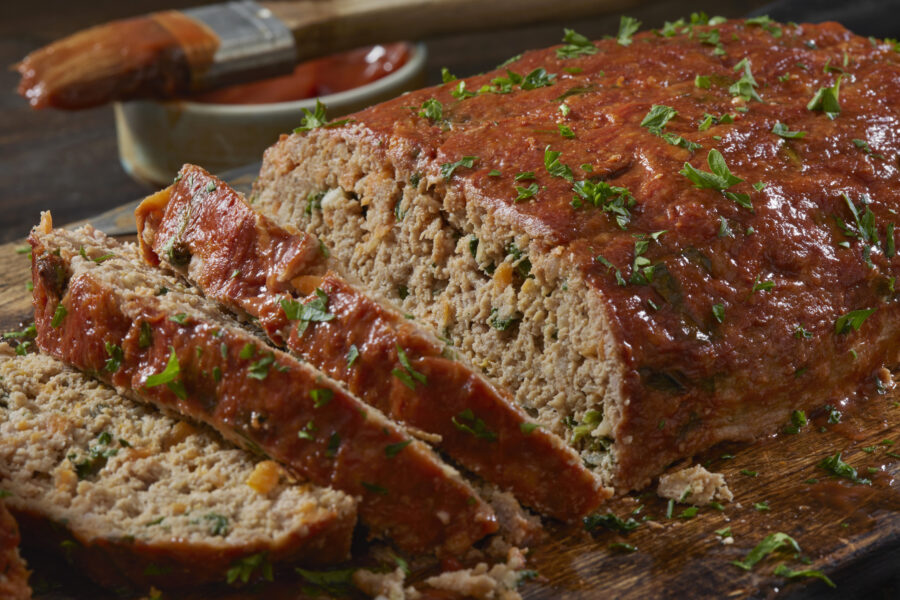 Moist Turkey and Spinach Meatloaf with Shredded Onion, Carrots and Garlic