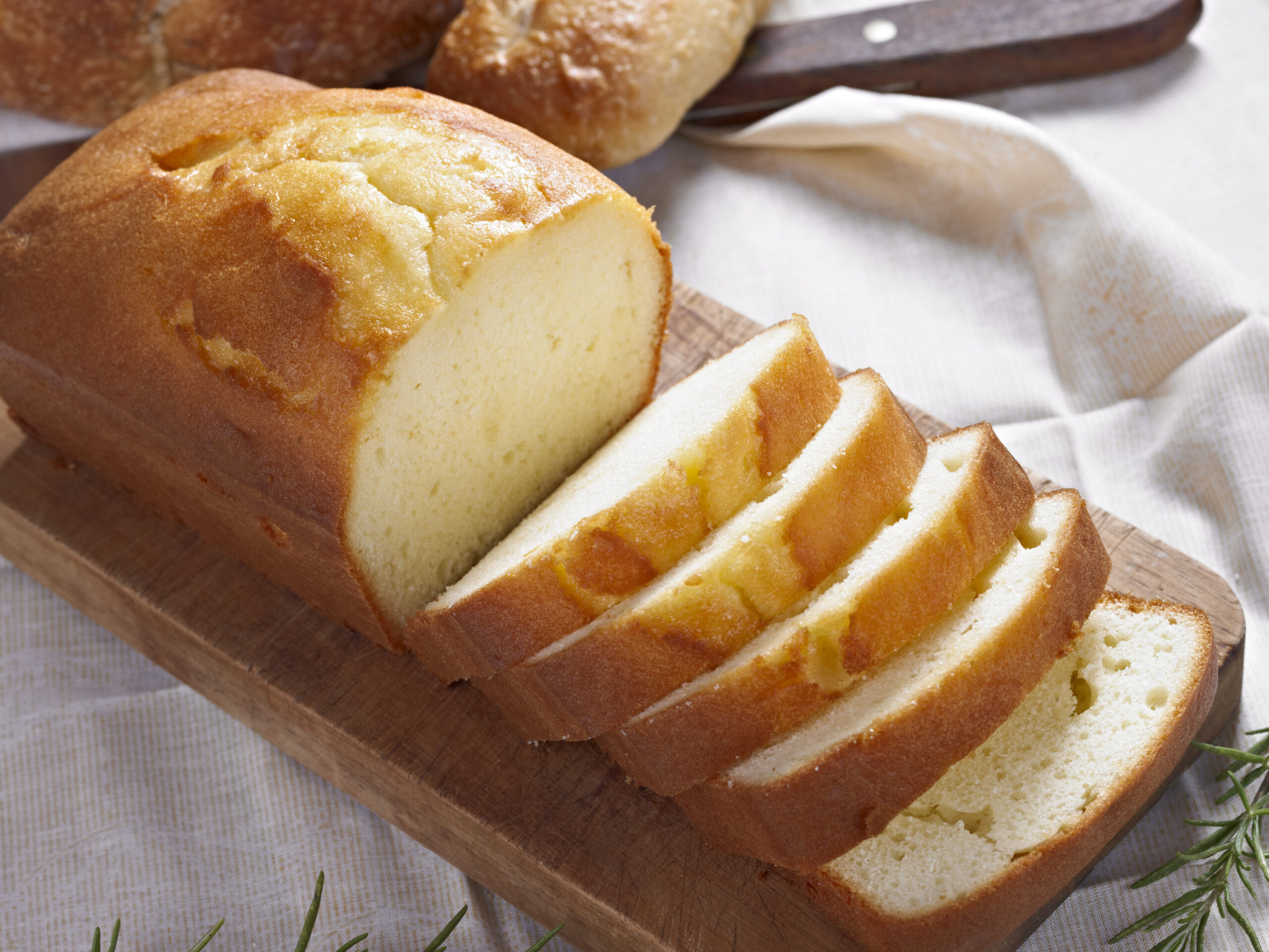 Pound Cake on a Cutting Board.