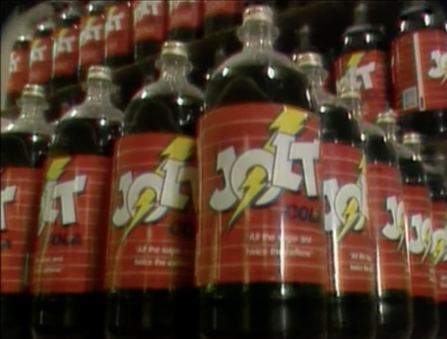 Bottles of Jolt Cola, from 1986 TV promotion, posted to YouTube by CBC