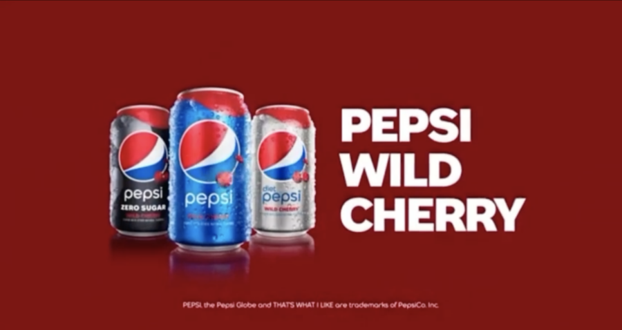 Cans of Pepsi Wild Cherry, from video posted by Pepsi to YouTube in 2023