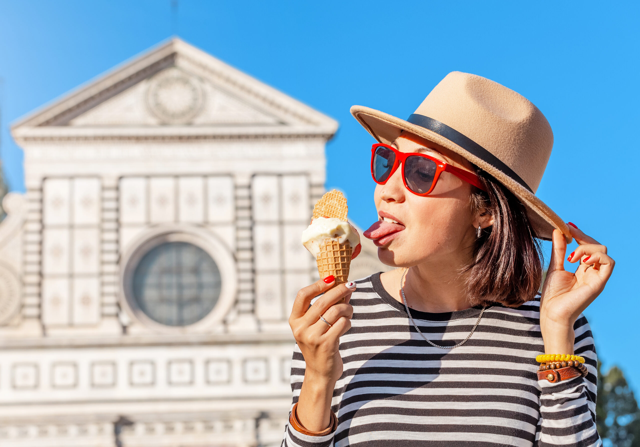 Woman eating gelato