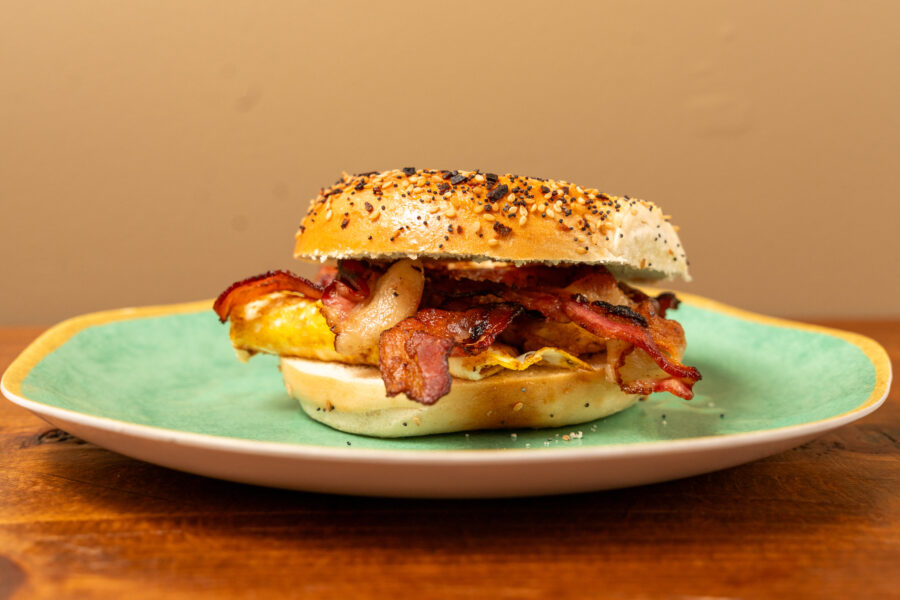 Bacon, egg and cheese on a bagel