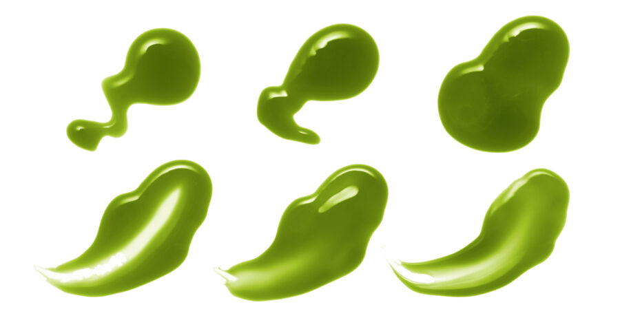 Green sauce on white background