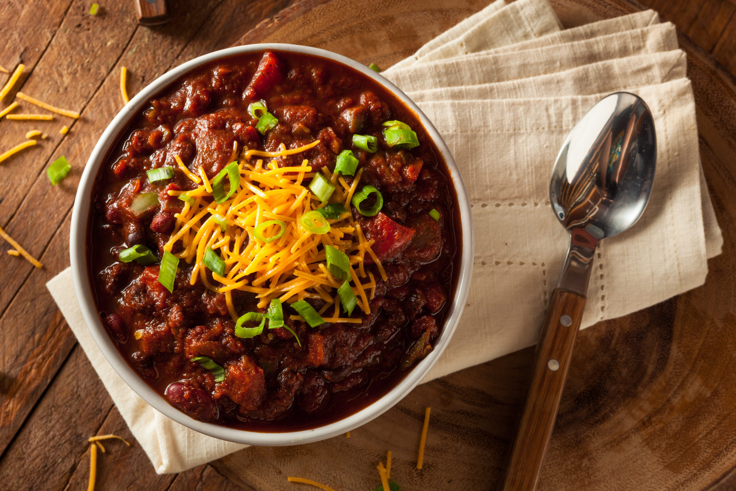 Homemade Organic  Chili with Beans and Cheese