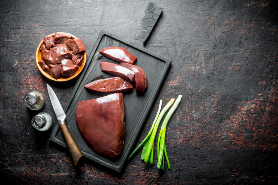 Pieces of raw liver