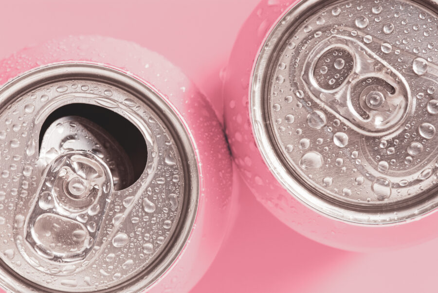 Pink soda cans 