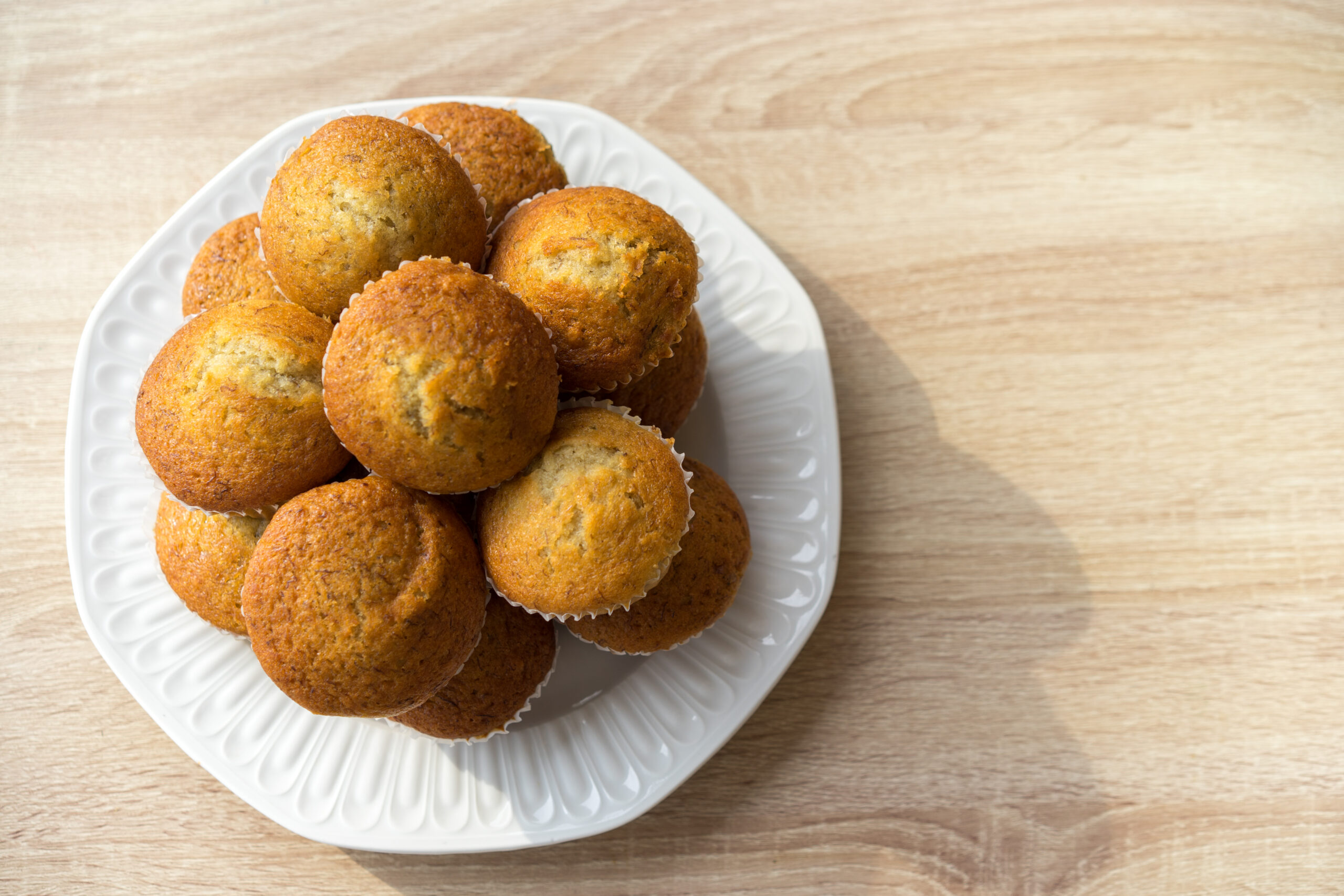 Top of banana muffins, banana cake - sweet food in the restaurant.