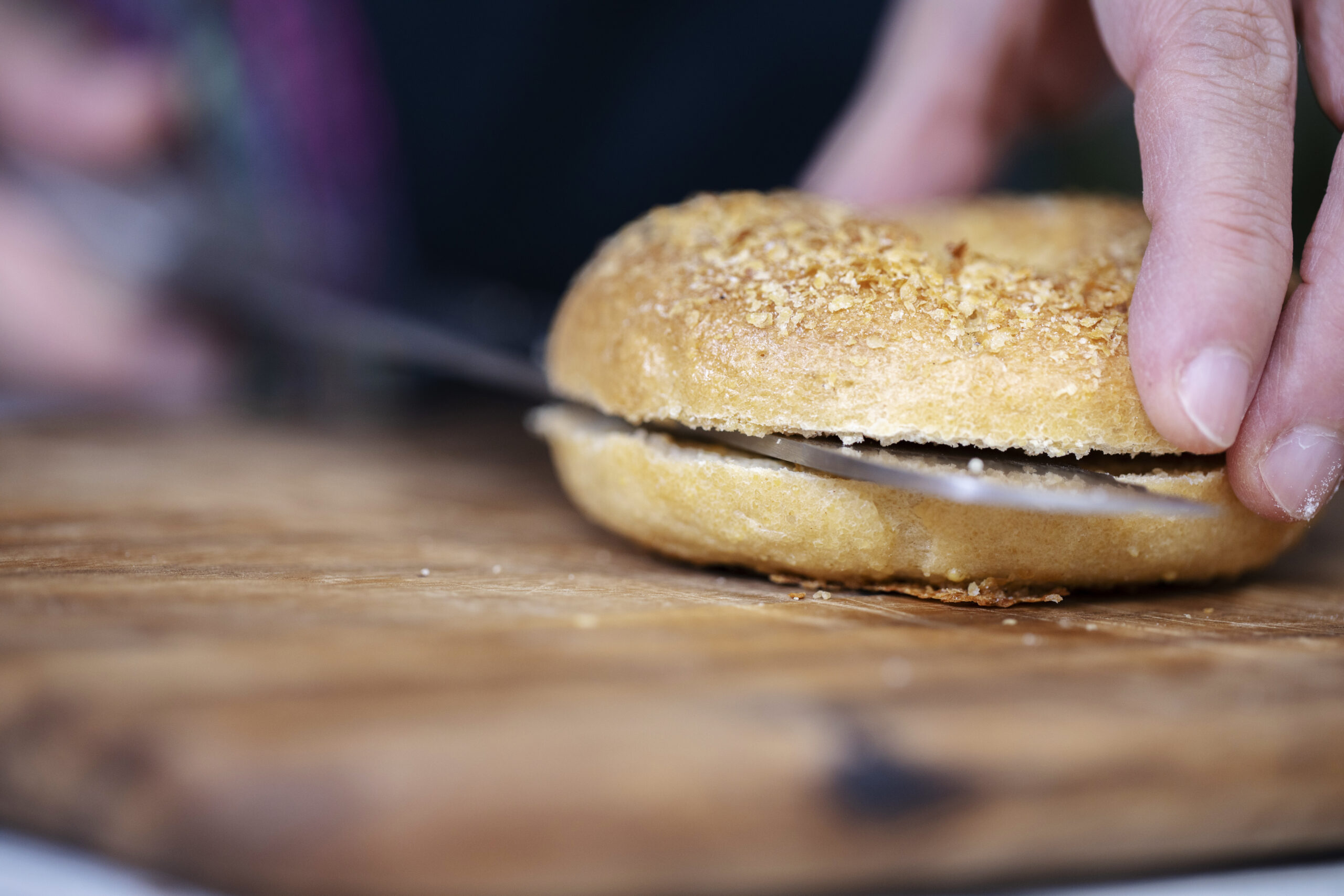 artisan bread: homemade millet and malt bagel