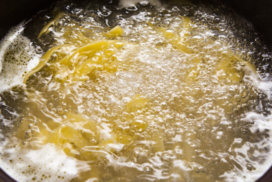 boiling water with pasta