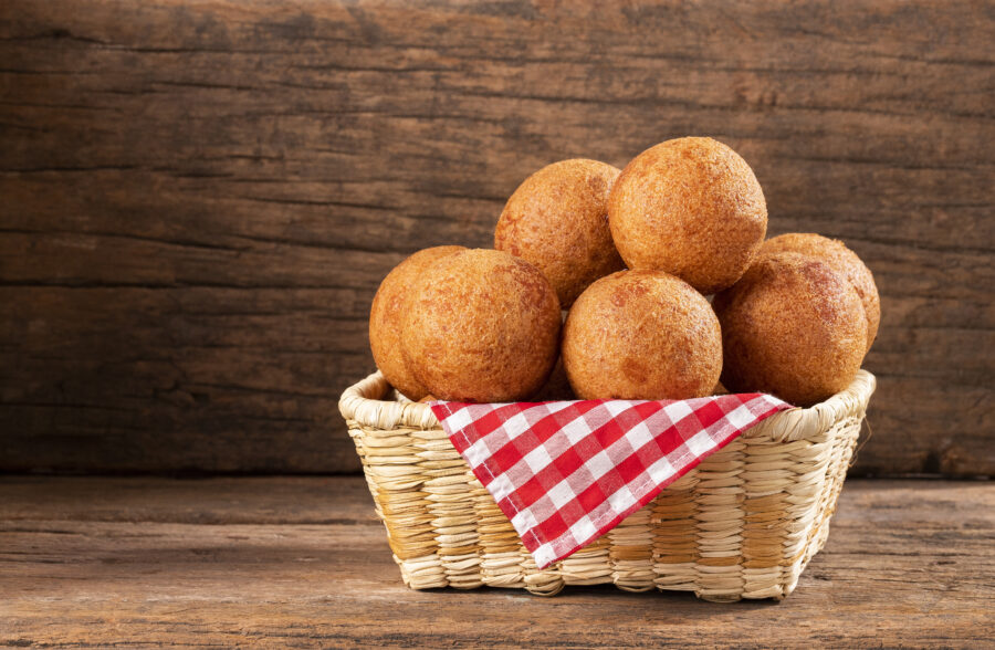 Colombian buñuelos, cheese balls and corn flour. 