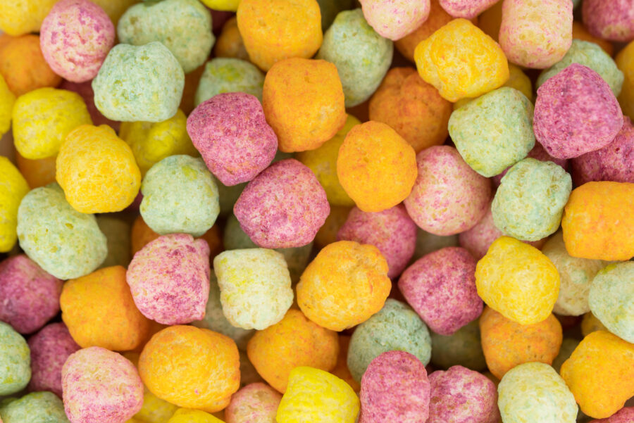 Colorful crispy corn puff balls