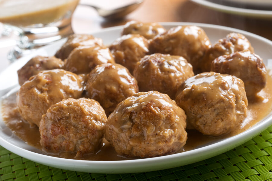 Delicious homemade swedish meatballs with mushroom cream sauce.