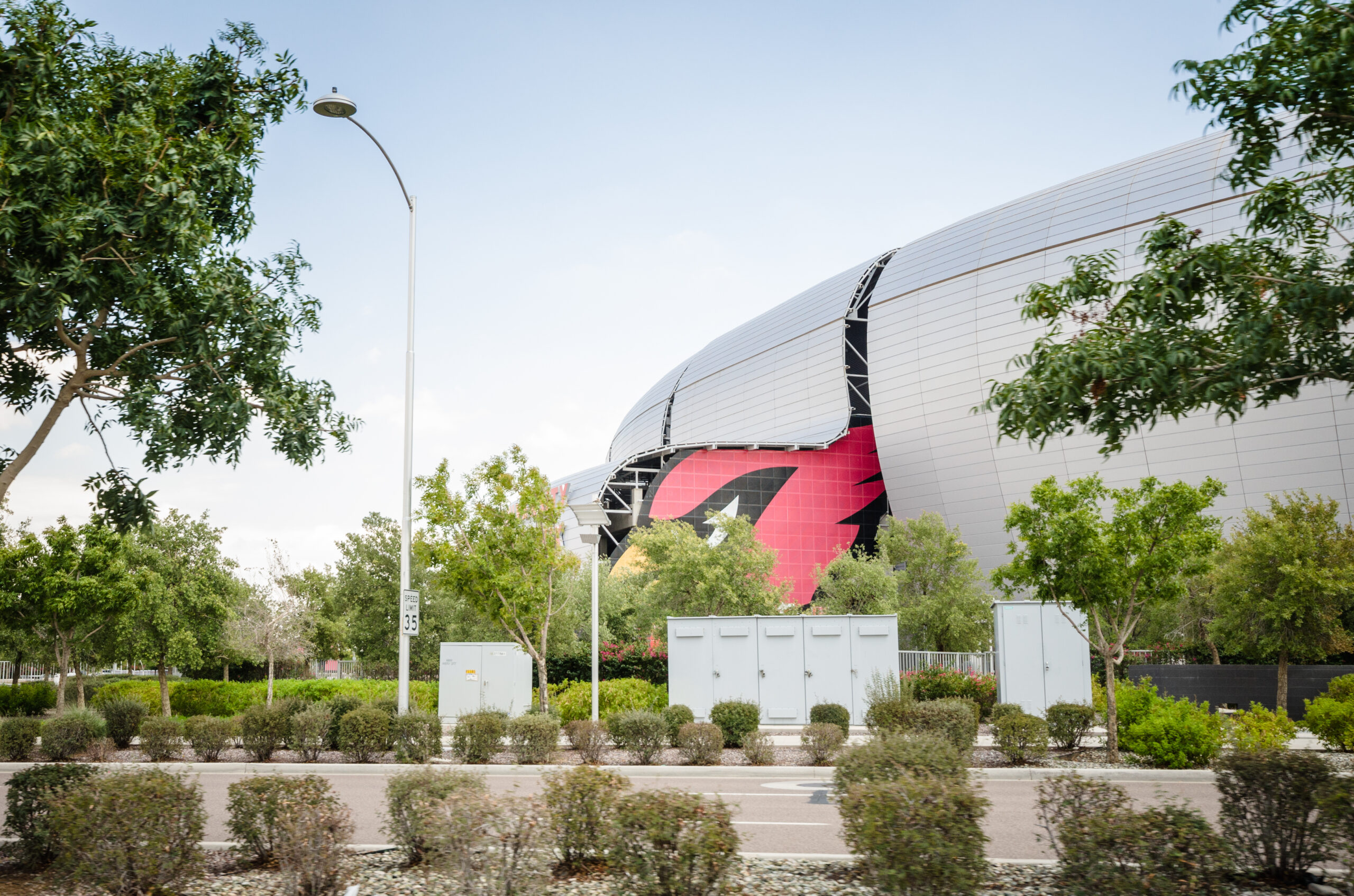 Glendale, Arizona, Usa - August 22, 2012: Outdoors view of the University of Phoenix Stadium in Glendale, it is the stadium of the Arizona Cardinals football american team. The Stadium is situated in Glendale, about 6 miles far from Phoenix. It was built on 2006.