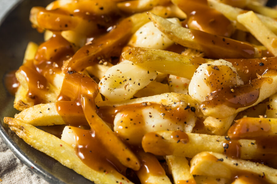 Homemade Cheesey Poutine French Fries with Gravy and Cheese Curds