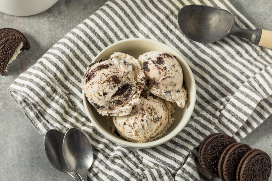 Homemade Cookies and Cream Icecream in a Bowl