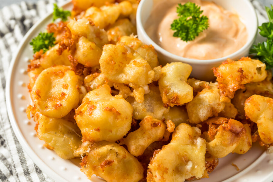 Homemade Deep Fried Wisconsin Cheese Curds with Dipping Sauce