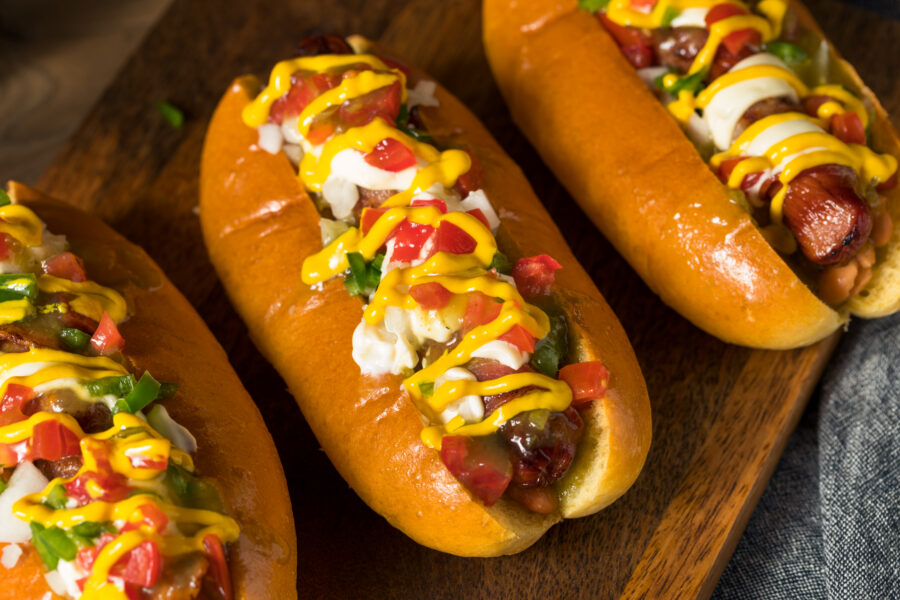 Homemade Sonoran Hot Dogs with Bacon Mustard Mayo