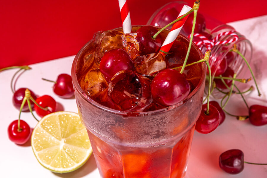 Iced cherry cola drink